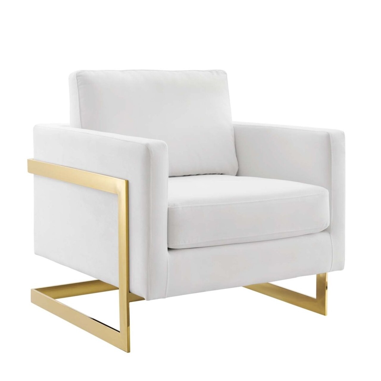 Modway Furniture Posse Performance Velvet Accent Chair, Gold White